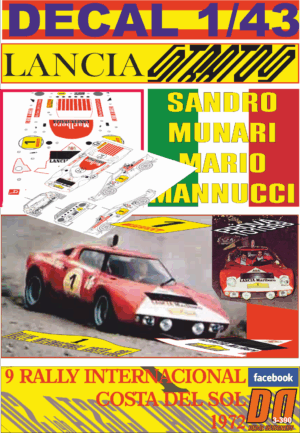 DECAL 1/43 LANCIA STRATOS HF S.MUNARI R.COSTA DEL SOL 1972 DnF (01)