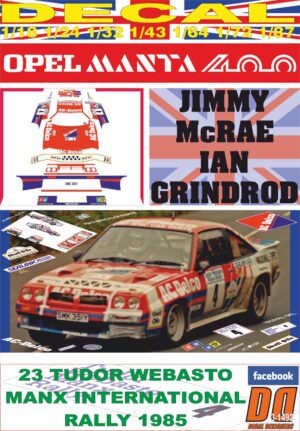 DECAL OPEL MANTA 400 J.McRAE MANX INTERNATIONAL R. 1985 2nd (01)