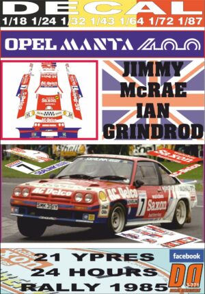 DECAL OPEL MANTA 400 JIMMY McRAE YPRES 24 R. 1985 2nd (01)