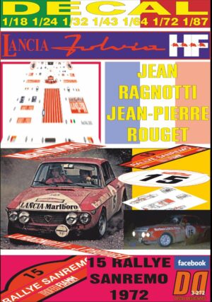 DECAL LANCIA FULVIA HF JEAN RAGNOTTI RALLYE SANREMO 1972 DnF (01)