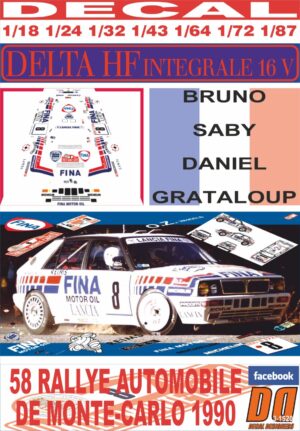 DECAL LANCIA DELTA INTEGRALE 16V B.SABY R.MONTECARLO 1990 6th (01)