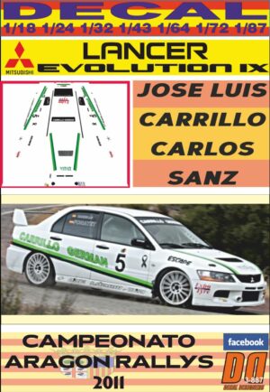 DECAL MITSUBISHI LANCER EVO IX J.L. CARRILLO CAMPEONATO ARAGON 2011 (01)