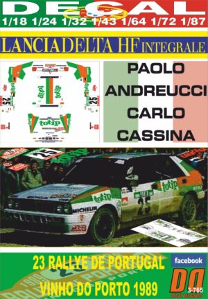 DECAL LANCIA DELTA INTEGRALE P.ANDREUCCI R.PORTUGAL 1989 3rd (01)