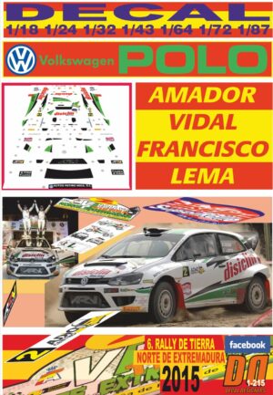 DECAL VOLKSWAGEN POLO N1 A.VIDAL R.NORTE EXTREMADURA 2015 WINNER (01)