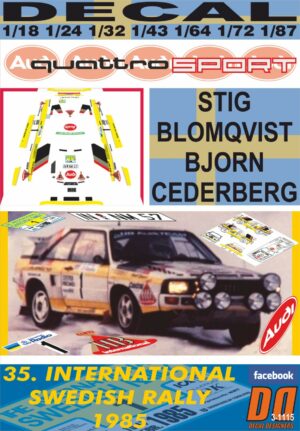 DECAL AUDI QUATTRO SPORT S.BLOMQVIST SWEDISH R. 1985 2nd (01)