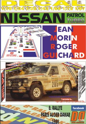 DECAL NISSAN PATROL JEAN MORIN PARIS DAKAR 1986 (01)