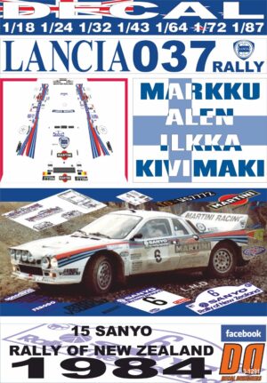 DECAL LANCIA 037 RALLY M.ALEN R. NEW ZEALAND 1984 2nd (01)