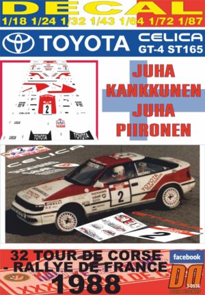 DECAL TOYOTA CELICA GT-4 J.KANKKUNEN T.DE CORSE 1988 DnF (01)