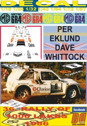 DECAL MG METRO 6R4 PER EKLUND 1000 LAKES R. 1986 7th (01)
