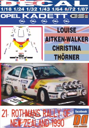 DECAL OPEL KADETT GSI L.AITKEN-WALKER R.OF NEW ZEALAND 1990 11h