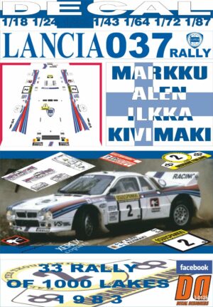 DECAL LANCIA 037 RALLY MARKKU ALEN 1000 LAKES R. 1983 3rd (01)