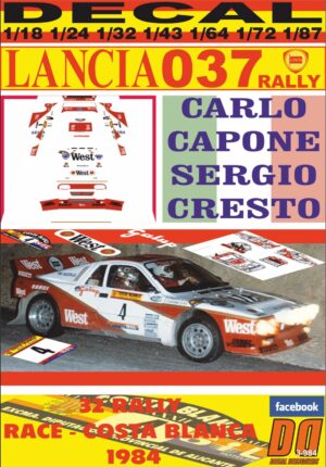 DECAL LANCIA 037 RALLY C.CAPONE R. RACE-COSTA BLANCA 1984 WINNER (01)