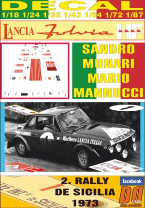 DECAL LANCIA FULVIA HF S. MUNARI R. DI SICILIA 1973 WINNER (01)