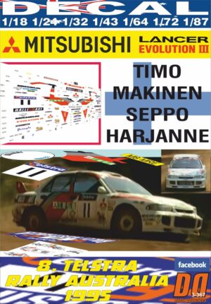 DECAL MITSUBISHI LANCER EVO III T.MAKINEN R.AUSTRALIA 1995 4th (01)