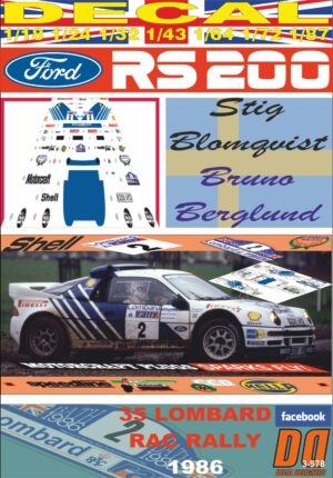 DECAL FORD RS200 S.BLOMQVIST RAC R. 1986 DnF (01)