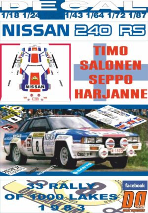 DECAL NISSAN 240 RS T.SALONEN 1000 LAKES R. 1983 8th