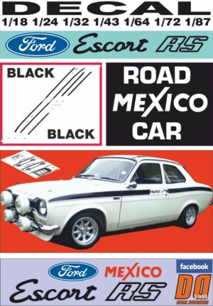 DECAL FORD ESCORT MKI MEXICO ROAD CAR BLACK