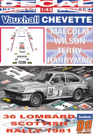 DECAL VAUXHALL CHEVETTE 2300 HSR T.POND SCOTTISH R. 1981 WINNER (01)