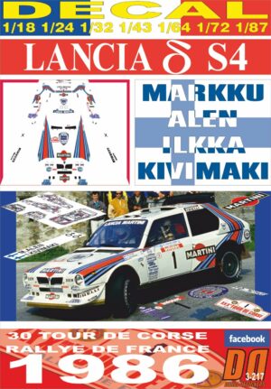 DECAL LANCIA DELTA S4 M. ALEN TOUR DE CORSE 1986 DnF (01)
