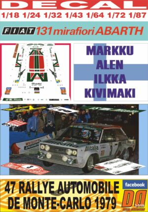 DECAL FIAT 131 ABARTH M.ALEN R.MONTECARLO 1979 3rd