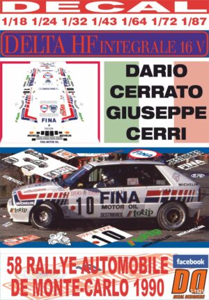 DECAL LANCIA DELTA INTEGRALE 16V D.CERRATO R.MONTECARLO 1990 6th (01)