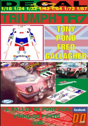 DECAL TRIUMPH TR7 V8 TONY POND RALLYE PORTUGAL 1980 DnF (01)