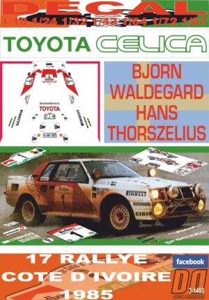 DECAL TOYOTA CELICA TWINCAM TURBO B.WALDEGARD R. COTE D´IVOIRE 1985 2nd