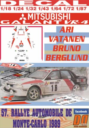 DECAL MITSUBISHI GALANT VR-4 A.VATANEN R. MONTECARLO 1989 DnF (01)