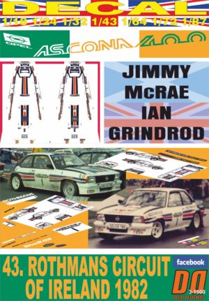 DECAL OPEL ASCONA 400 J.MCRAE C.OF IRELAND 1982 WINNER (01)