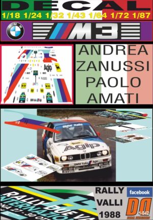 DECAL BMW M3 ANDREA ZANUSSI RALLY VALLI 1988 (01)