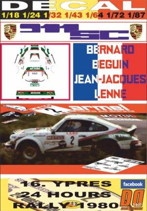 DECAL PORSCHE 911 SC B.BEGUIN YPRES 24 HOURS R. 1980 3rd (01)