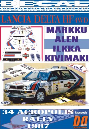 DECAL LANCIA DELTA HF 4WD M.ALEN ACROPOLIS R. 1987 WINNER (01)
