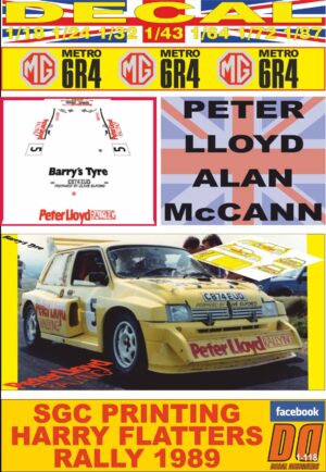 DECAL MG METRO 6R4 PETER LLOYD SGC PRINTING HARRY FLATTERS RALLY 1989 (01)