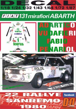 DECAL FIAT 131 ABARTH "ICARUS" A.VUDAFIERI R.SANREMO 1980 DnF (01)