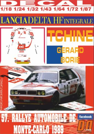 DECAL LANCIA DELTA INTEGRALE TCHINE R. MONTECARLO 1989 DnF (01)
