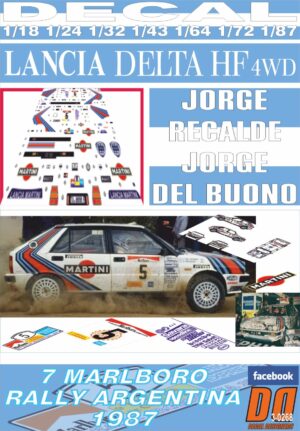 DECAL LANCIA DELTA HF 4WD JORGE RECALDE R.ARGENTINA 1987 2nd (01)