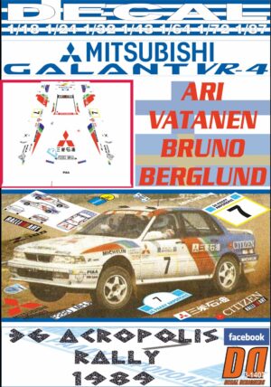 DECAL MITSUBISHI GALANT VR-4 A.VATANEN ACROPOLIS R. 1989 DnF (01)