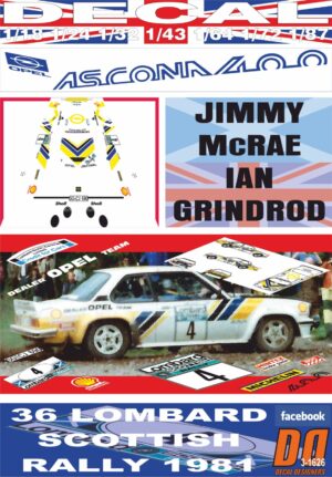DECAL OPEL ASCONA 400 J.McRAE SCOTTISH R. 1981 2nd (01)
