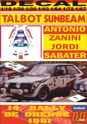 DECAL TALBOT SUNBEAM LOTUS A.ZANINI R.DE ORENSE 1981 2nd (01)