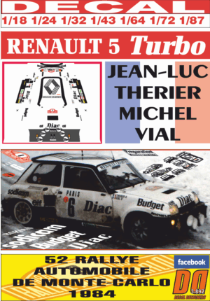 DECAL RENAULT 5 TURBO J-L.THERIER R.MONTECARLO 1984 4th (01)