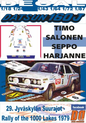DECAL DATSUN 160J T.SALONEN 1000 LAKES R. 1979 5th (01)