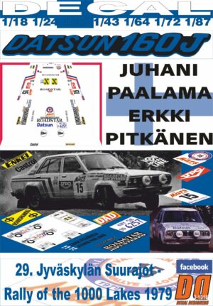 DECAL DATSUN 160J E.PITKANEN 1000 LAKES R. 1979 9th (01)