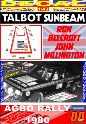 DECAL TALBOT SUNBEAM 2.0 RON BEECROFT AGBO RALLY 1980 (01)