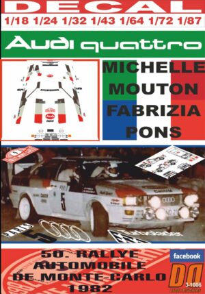 DECAL AUDI QUATTRO MICHELE MOUTON R. MONTECARLO 1982 DnF