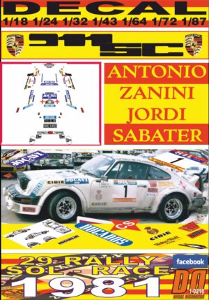 DECAL PORSCHE 911 SC A.ZANINI R.SOL-RACE 1981 DnF