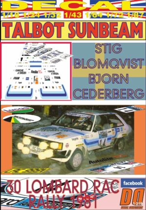 DECAL TALBOT SUNBEAM STIG BLOMQVIST RAC RALLY 1981 3rd