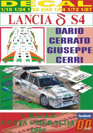 DECAL LANCIA DELTA S4 D.CERRATO R.COSTA SMERALDA 1986 3rd (01)