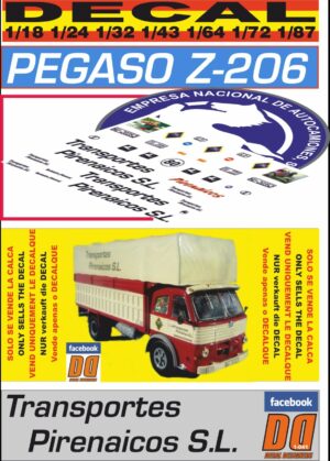 DECAL PEGASO Z-206 TRANSPORTES PIRENAICOS HUESCA 1964 (01)