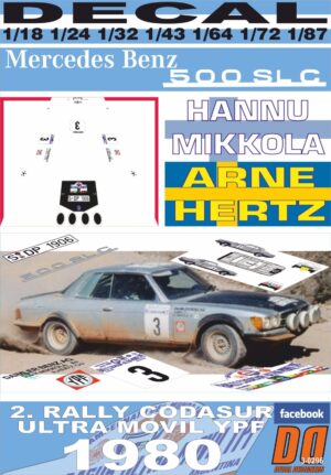 DECAL MERCEDES BENZ 500 SLC H.MIKKOLA R.CODASUR 1980 2nd