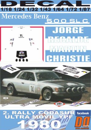 DECAL MERCEDES BENZ 500 SLC J.RECALDE R.CODASUR 1980 DnF (01)